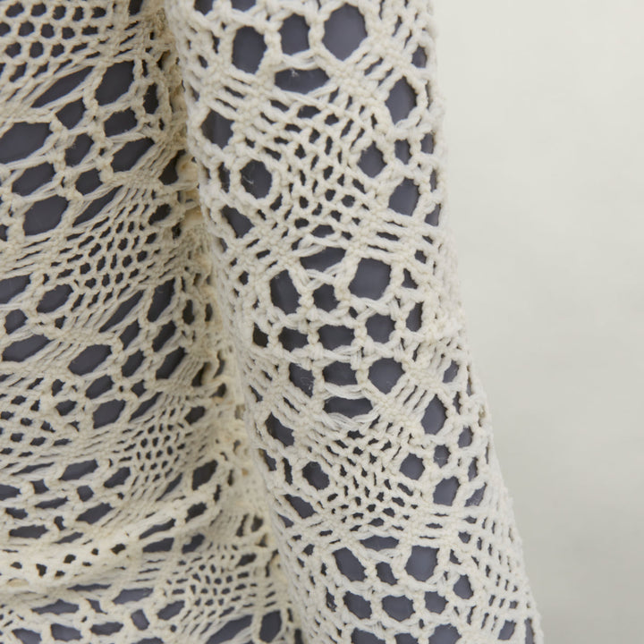 COMME DES GARCONS beige nylon braided crochet open knit mesh bodysuit leotard