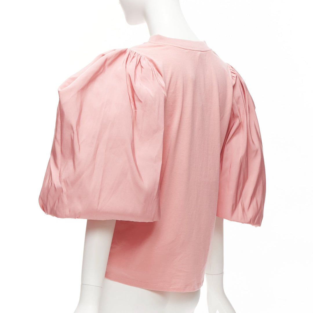 ALEXANDER MCQUEEN rose pink dramatic puff sleeve cotton tshirt IT38 XS