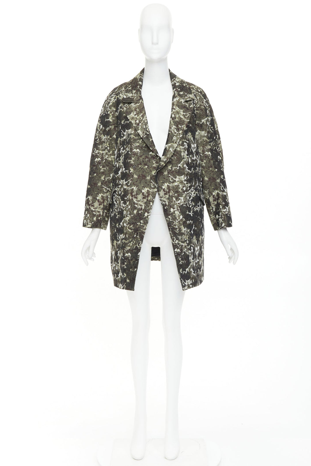 TOGA ARCHIVES multicolor green jacquard camouflage trees fleece line coat JP1 XS