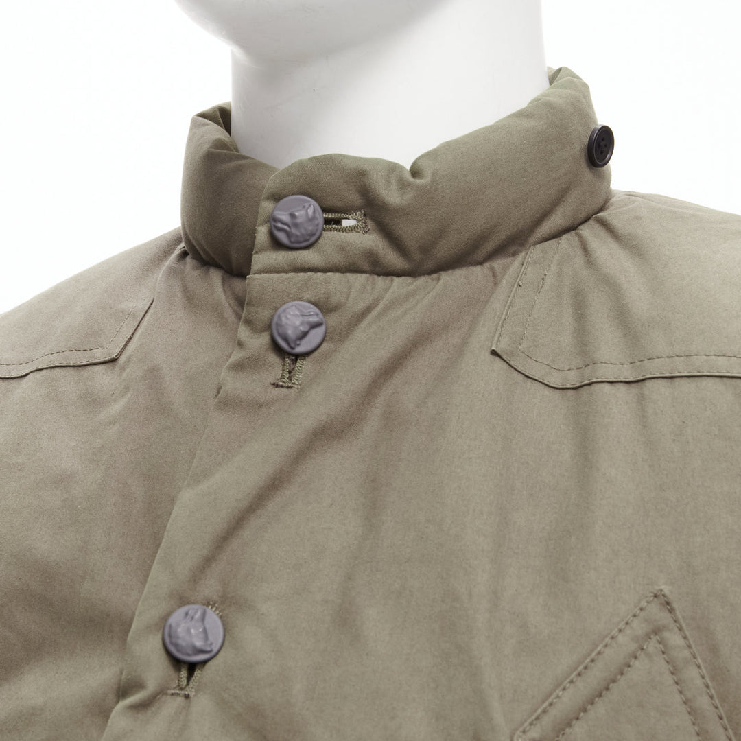 DER SAMMLER khaki weatherproof ventile cotton padded puffer vest jacket EU48 M