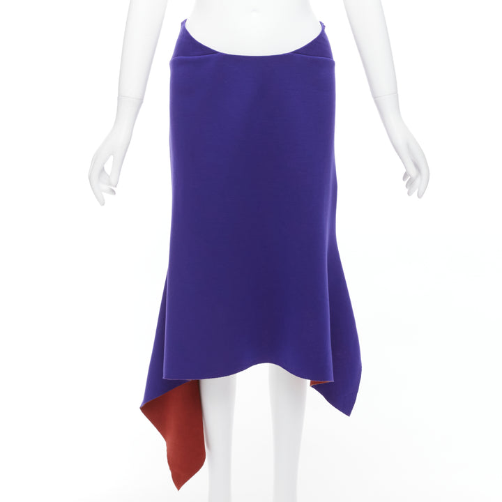 MARNI purple burgundy asymmetric hi low hem low waist knee skirt IT40 S