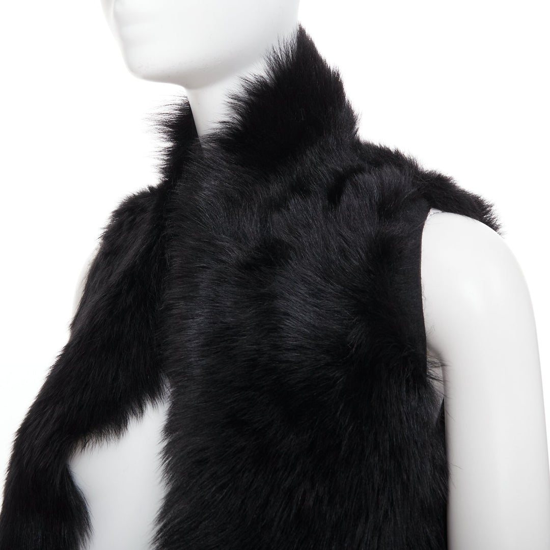 WHISTLES black 100% lamb leather fur high vest jacket XS