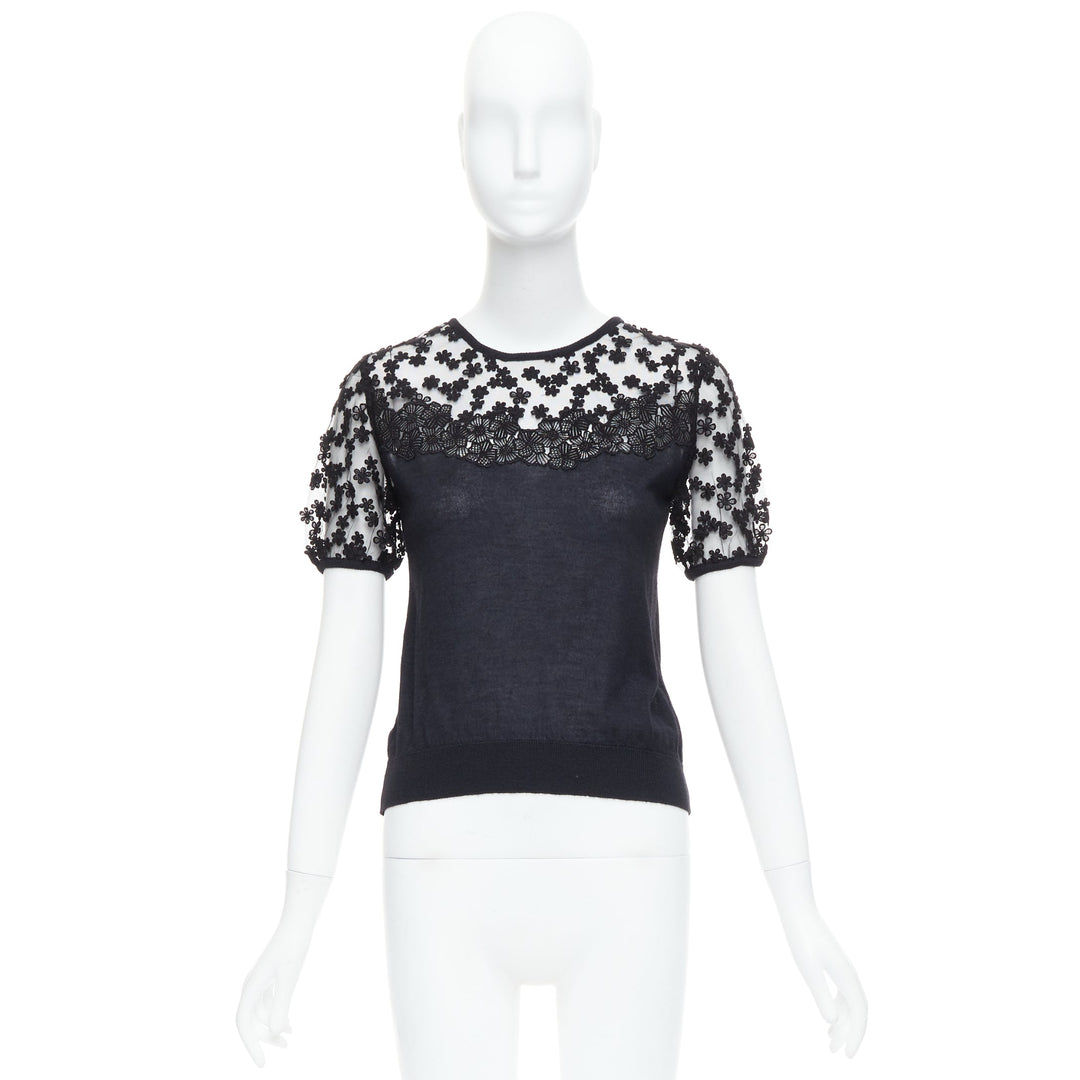 Female mannequin wearing Giambattista Valli Black Cashmere Women Top in Size IT38 | Available at JHROP