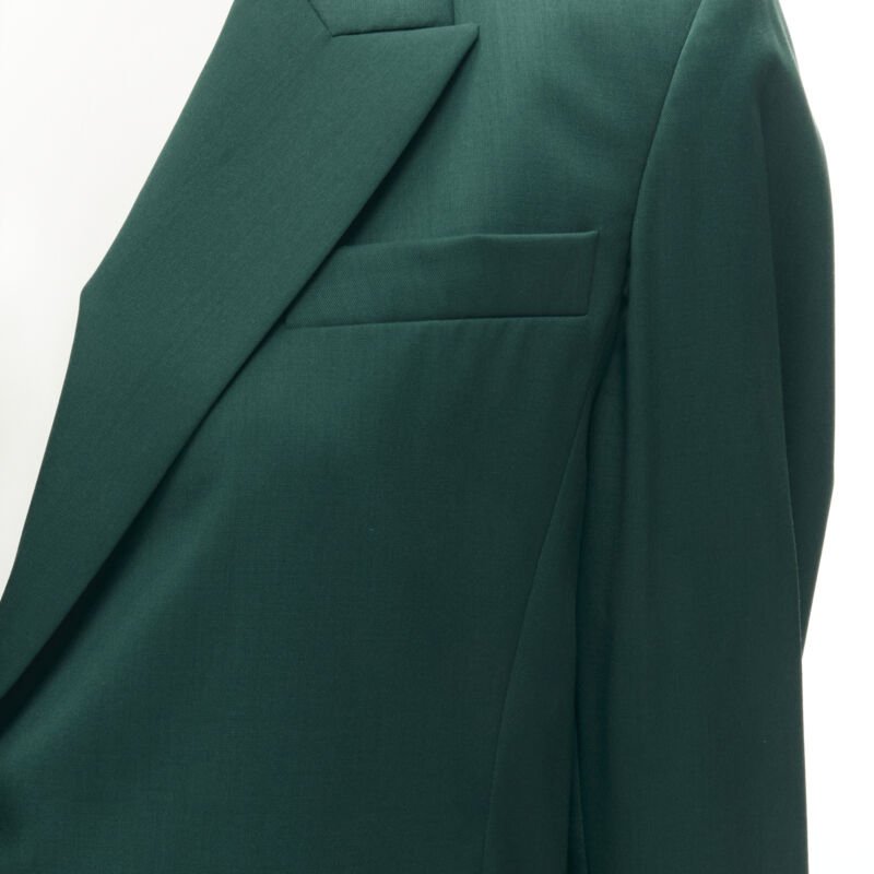 RYAN ROCHE 100% wool green peal lapel single button blazer jacket US2 XS