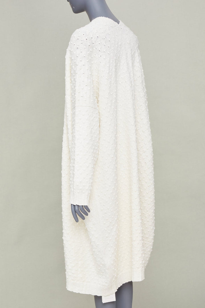 LAUREN MANOOGIAN 2022 Bubble Rib open front cream cotton cardigan knitwear OS
