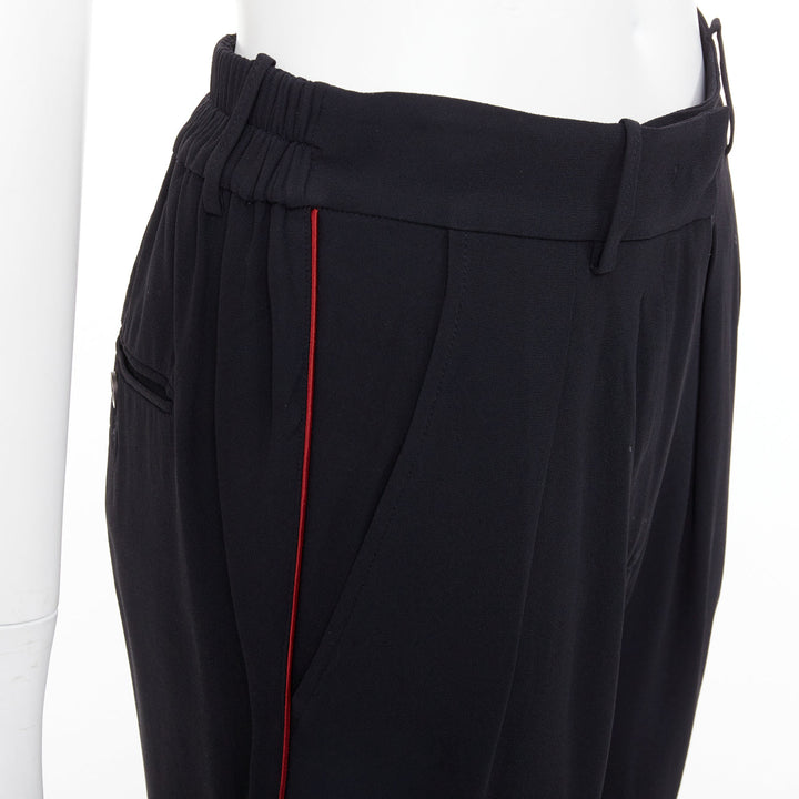 ISABEL MARANT black red piping pleated straight cut capri pants FR36 S