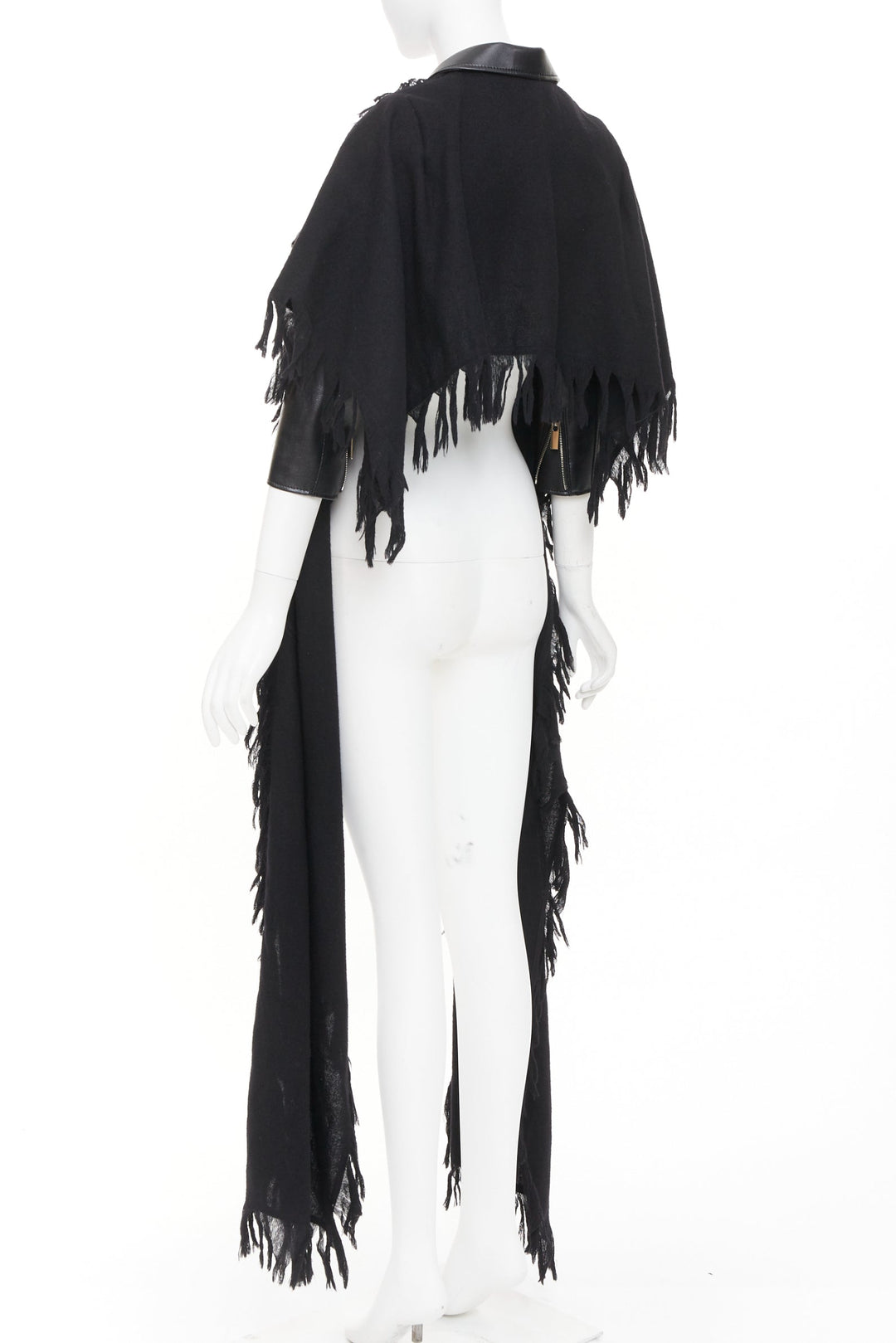 NOIR KEI NINOMIYA 2018 Runway Scarf faux leather crop avant garde biker jacket S