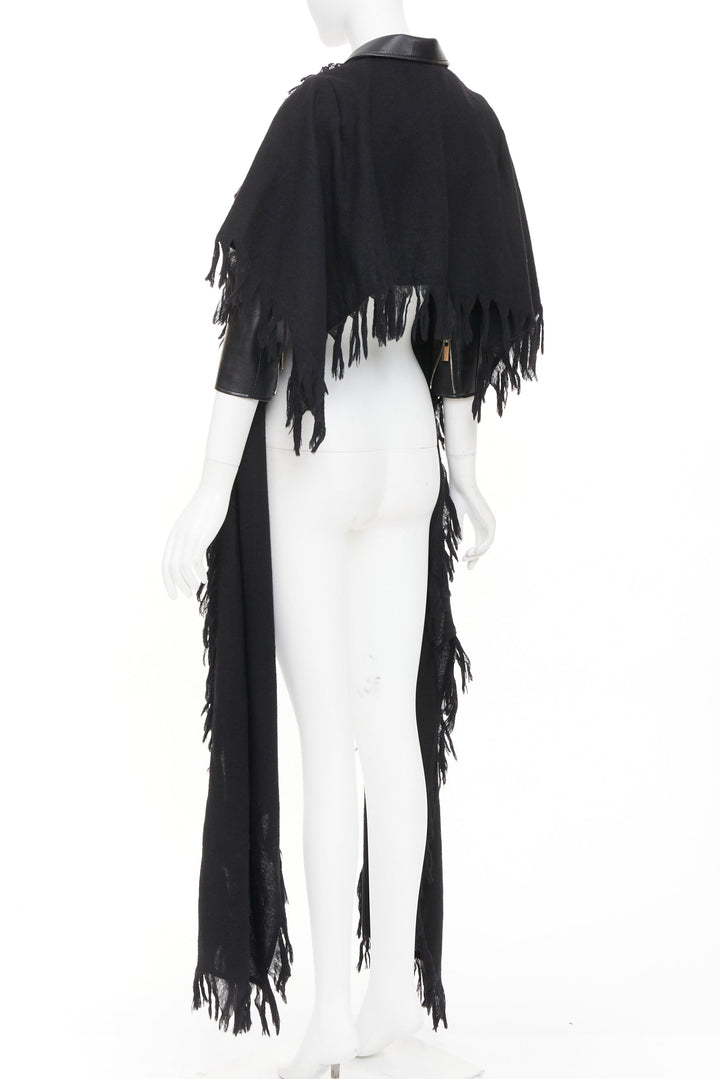 NOIR KEI NINOMIYA 2018 Runway Scarf faux leather crop avant garde biker jacket S