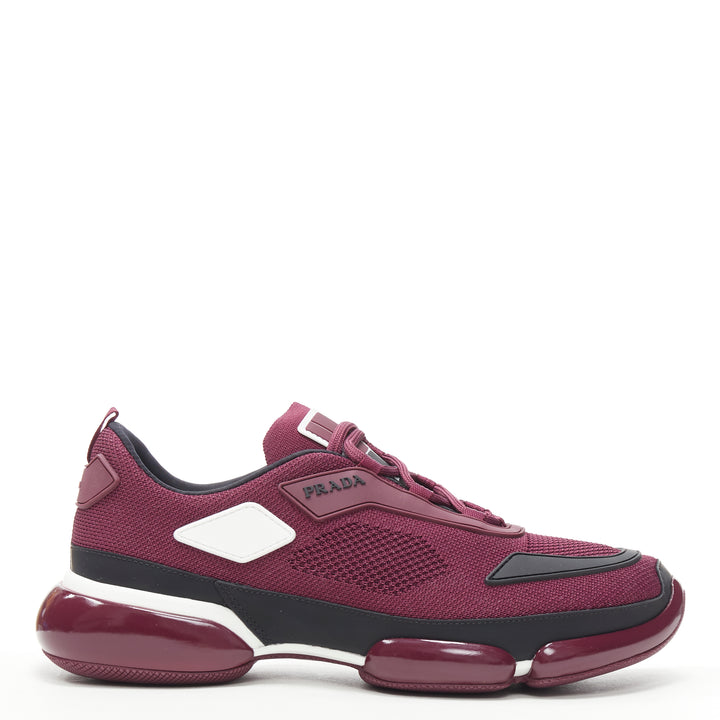 PRADA 2018 Cloudbust burgundy red rubber logo low top sneaker UK7 US8 EU41