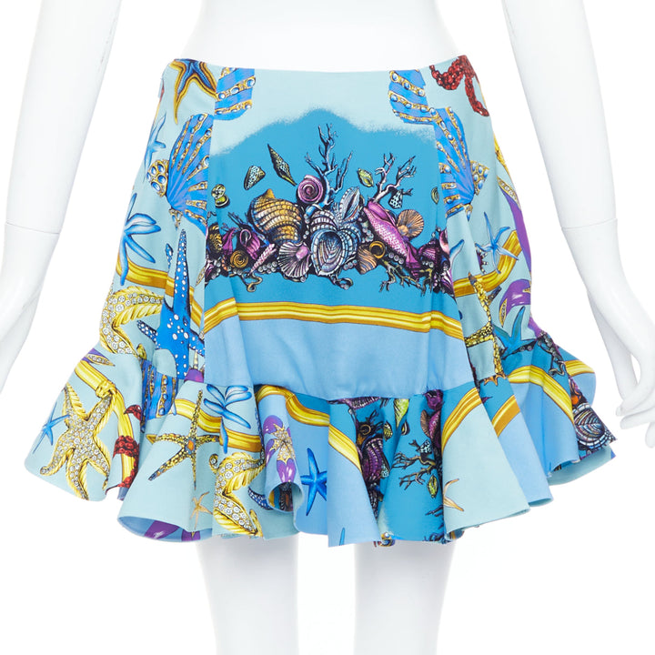 rare VERSACE 2021 Runway Tresor de la Mer blue starfish flutter skirt IT40 S