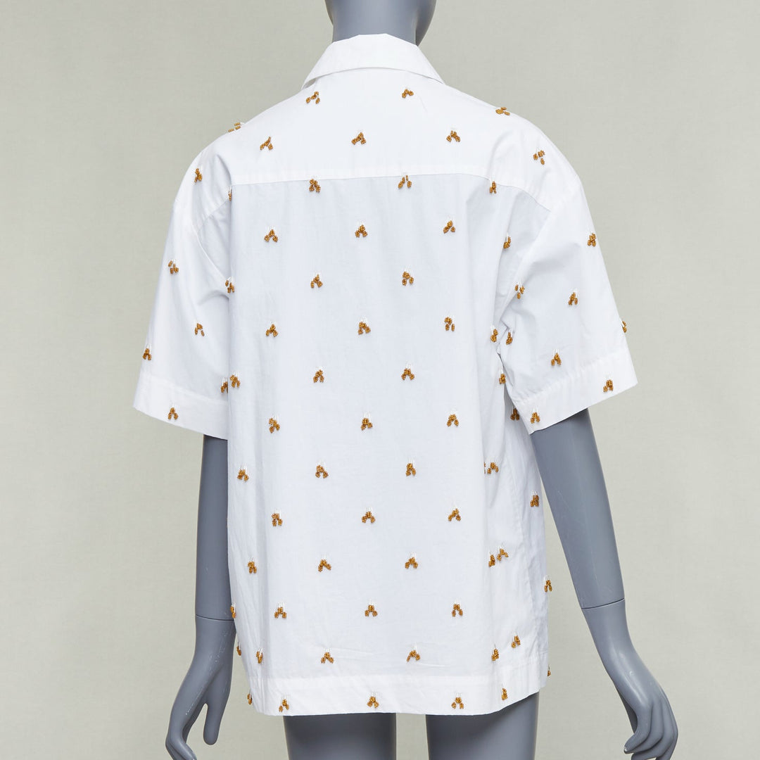 JACQUEMUS 2021 L'amour La Chemise Ble white glass embellished shirt FR34 XS