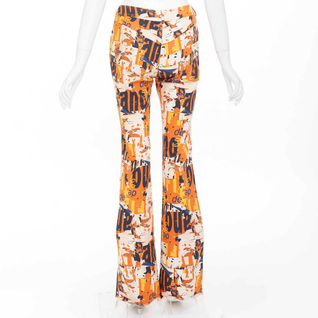 CHRISTIAN DIOR 2001 Runway John Galliano orange poster graphic denim jeans FR36