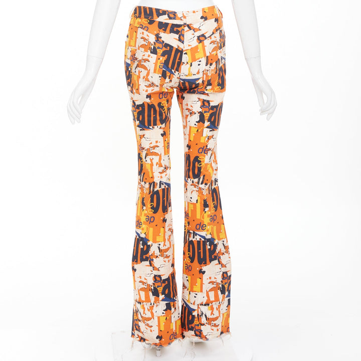 CHRISTIAN DIOR 2001 Runway John Galliano orange poster graphic denim jeans FR36