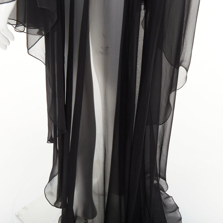ALEXANDRE VAUTHIER COUTURE 2021 Runway crystal collar sheer cape blouse top