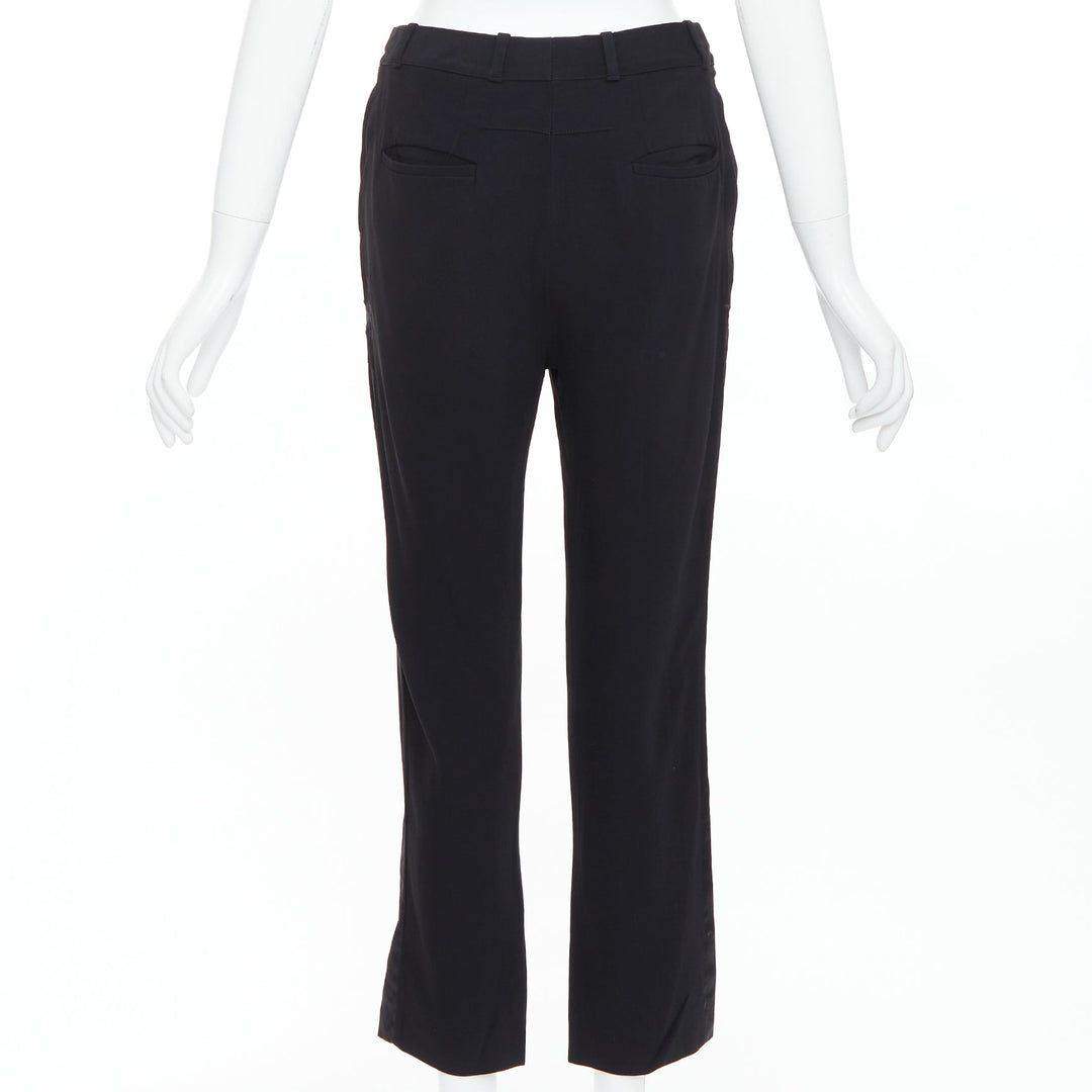 GIVENCHY black star applique silk trim flare cropped trousers FR34 XS