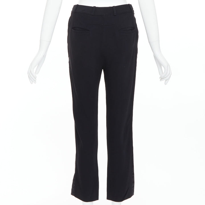 GIVENCHY black star applique silk trim flare cropped trousers FR34 XS