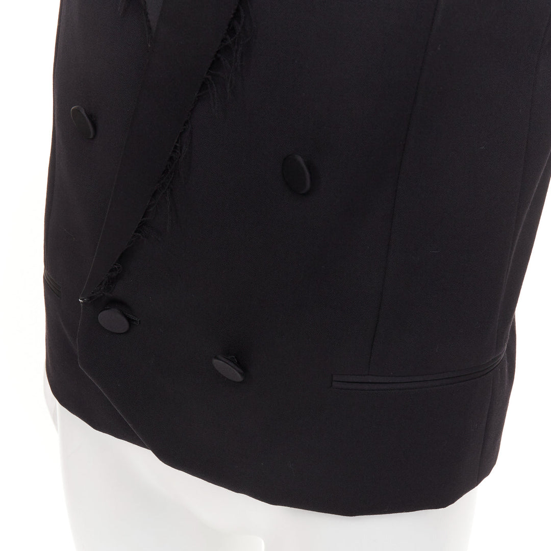 SAINT LAURENT 2016 Surf Sound black cut sleeves raw edged exposed pads vest FR36
