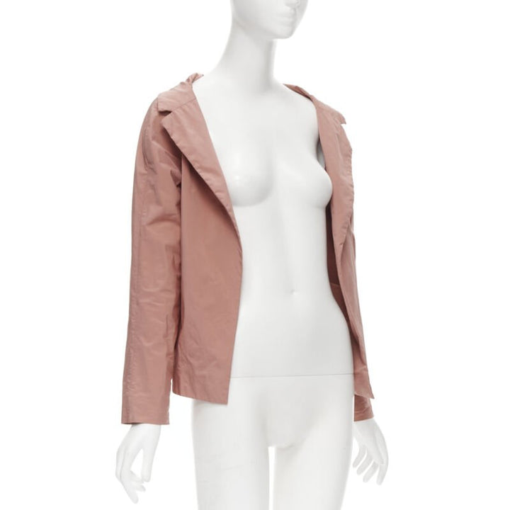 MARNI dusty blush pink polyamide nylon spread collar blazer jacket IT40 XS