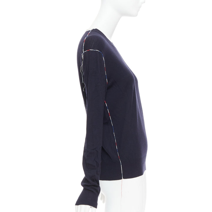 OLD CELINE Phoebe Philo navy multicolor yarns anagram logo sweater