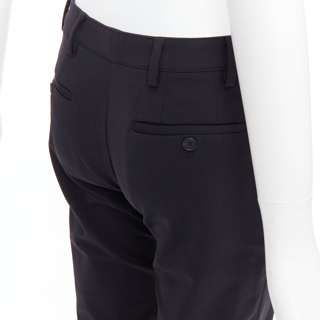 PRADA 2015 black twill horizontal pockets tapered trousers IT40 S