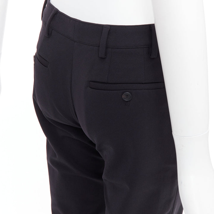 PRADA 2015 black twill horizontal pockets tapered trousers IT40 S