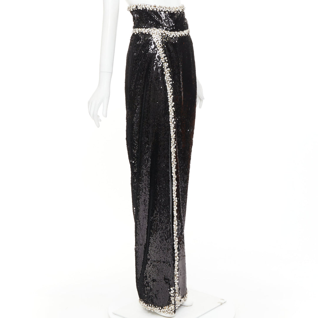 rare ALEXANDRE VAUTHIER COUTURE 2021 black silver crystal sequin maxi skirt