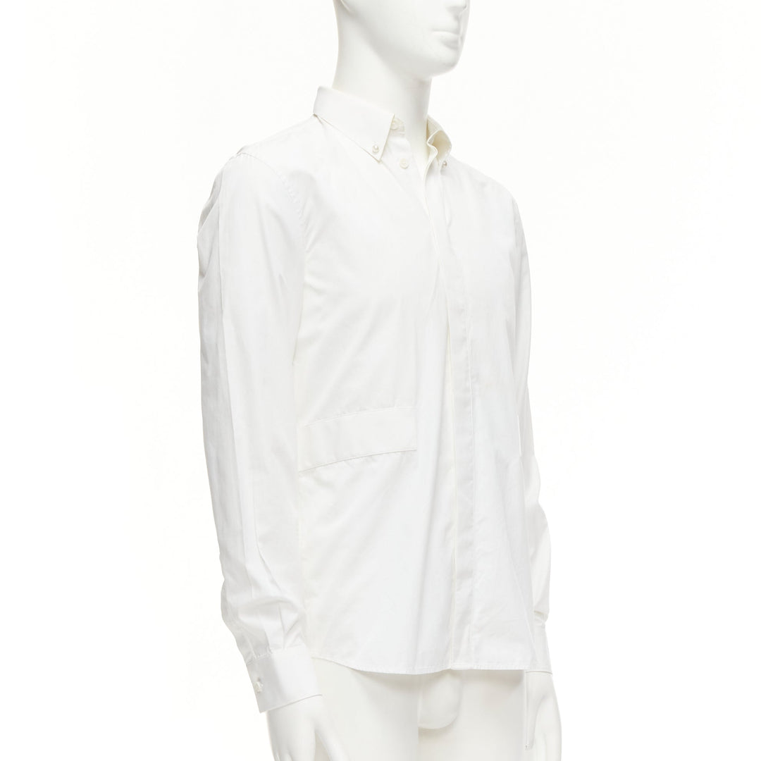 GIVENCHY Riccardo Tisci white cotton band applique shirt EU39 M