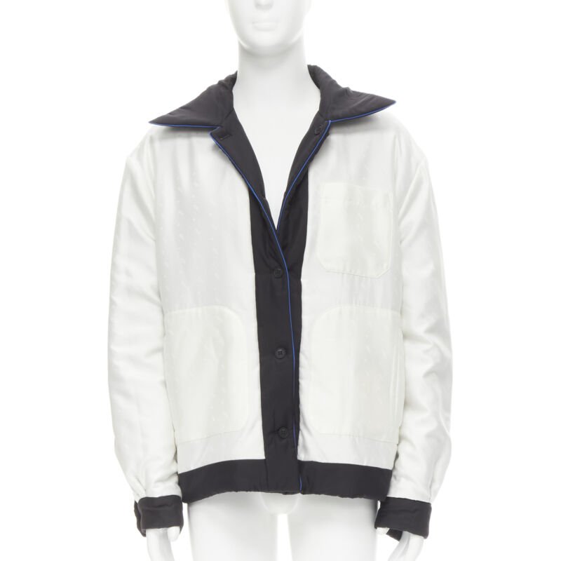 FENDI 2021 Reversible 100% silk black white logo padded jacket IT48 M