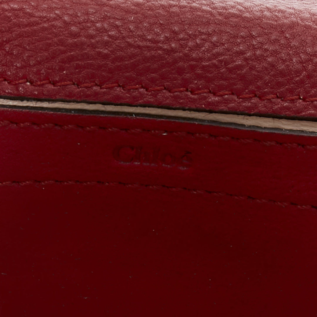 CHLOE Mini Elsie burgundy leather gold turnlock mini crossbody bag