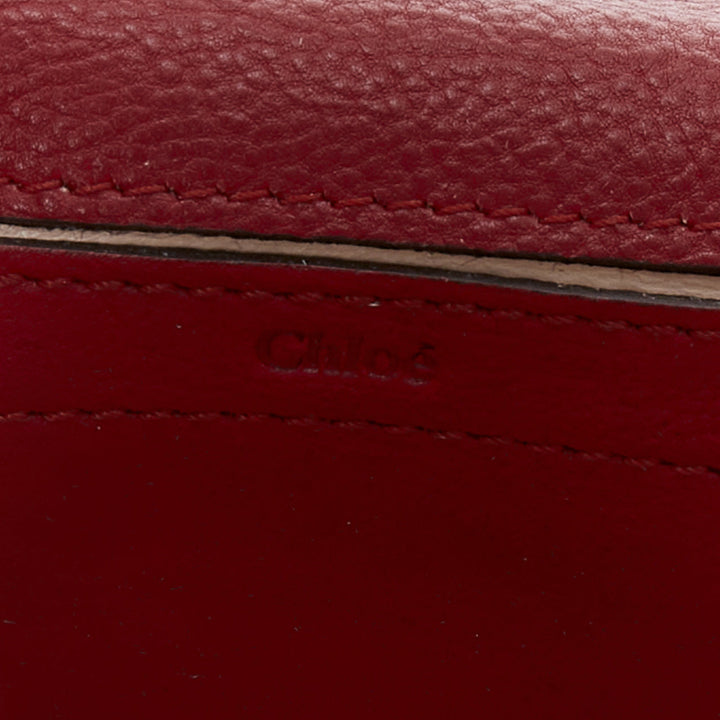 CHLOE Mini Elsie burgundy leather gold turnlock mini crossbody bag