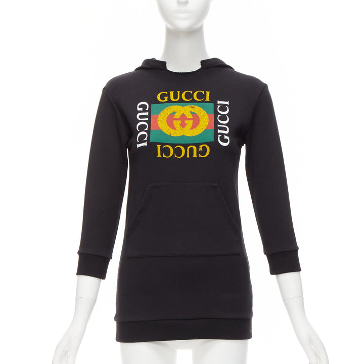 GUCCI Kids Alessandro Michele vintage box logo black hoodie 8Y XS