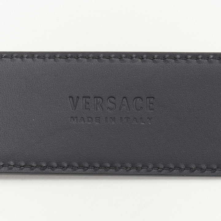 VERSACE Medusa Biggie crystal gold coin black leather belt 90cm 34-38"