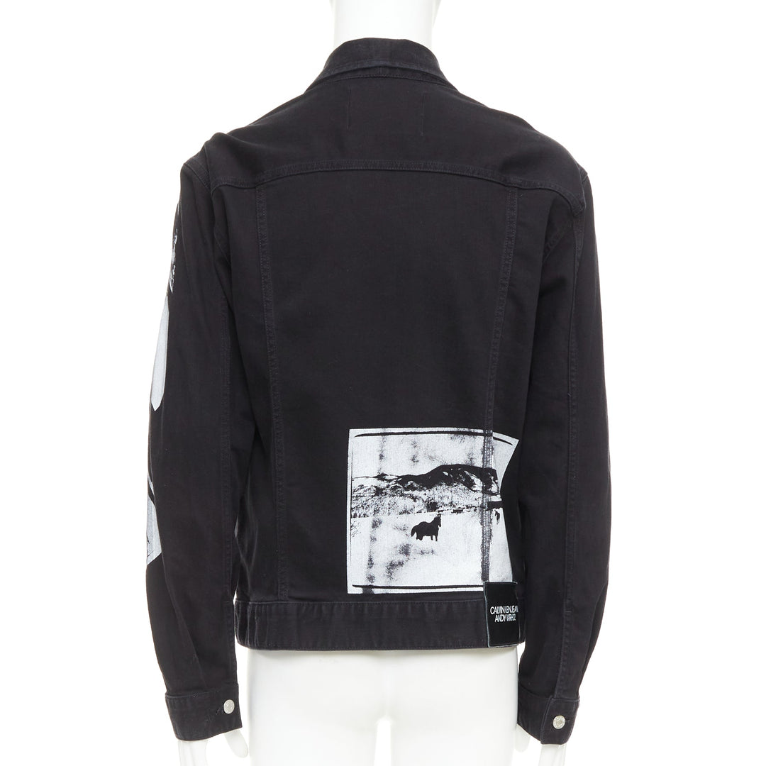 CALVIN KLEIN 205W39NYC Raf Simons Andy Warhol black pop art trucker jacket L