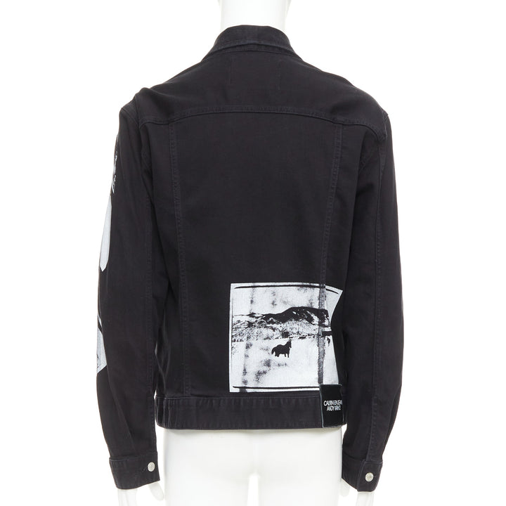 CALVIN KLEIN 205W39NYC Raf Simons Andy Warhol black pop art trucker jacket L