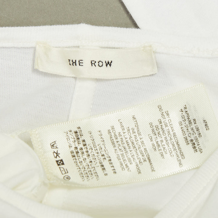THE ROW Core Essentials Back Seam optic white combed cotton long sleeve top XS