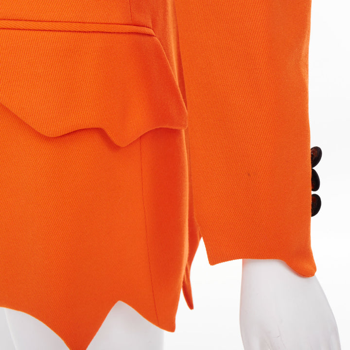 MOSCHINO Cheap & Chic orange virgin wool asymmetric wavy hem blazer IT42 M