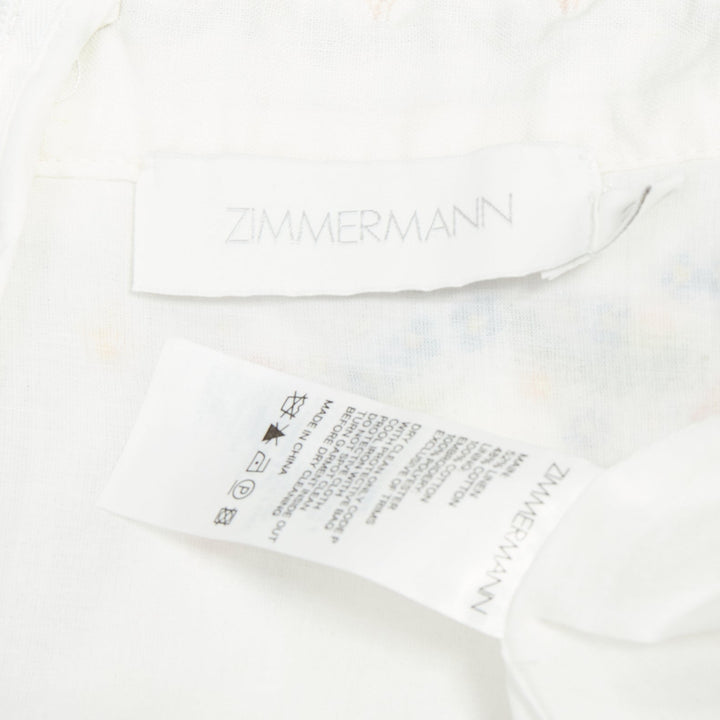 ZIMMERMANN Carnaby white linen cotton phoenix embroidery scallop shorts US2 S2