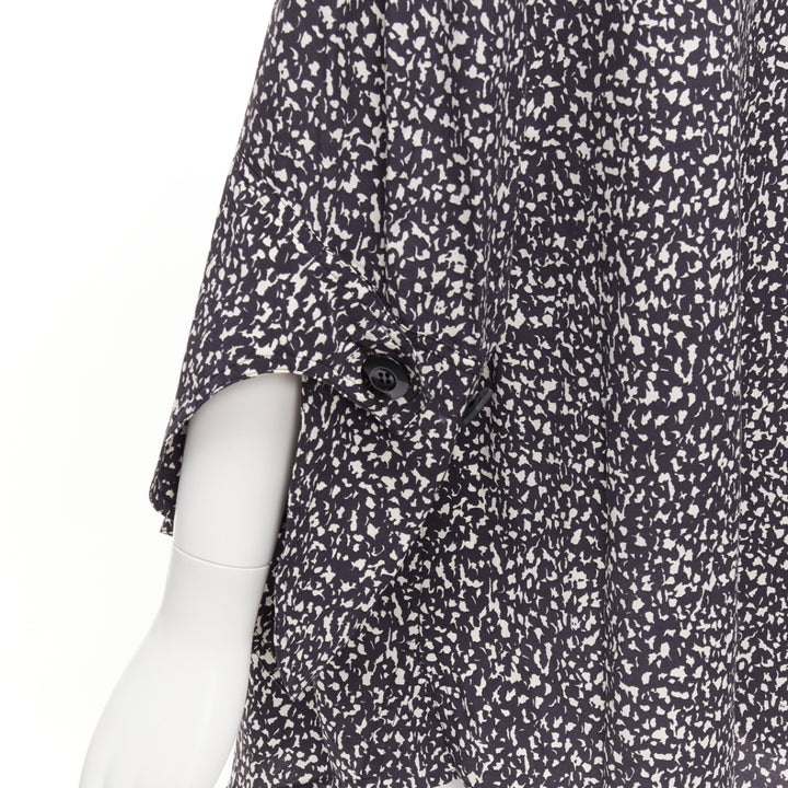 MARNI 100% silk black white speckle print asymmetric neck shirt dress IT40 S