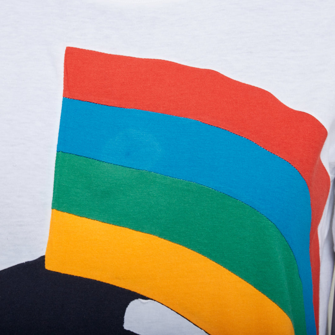 PRADA 2014 red yellow blue rainbow beaded eyelashes face cotton tshirt S