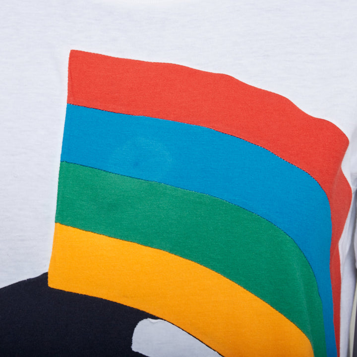 PRADA 2014 red yellow blue rainbow beaded eyelashes face cotton tshirt S