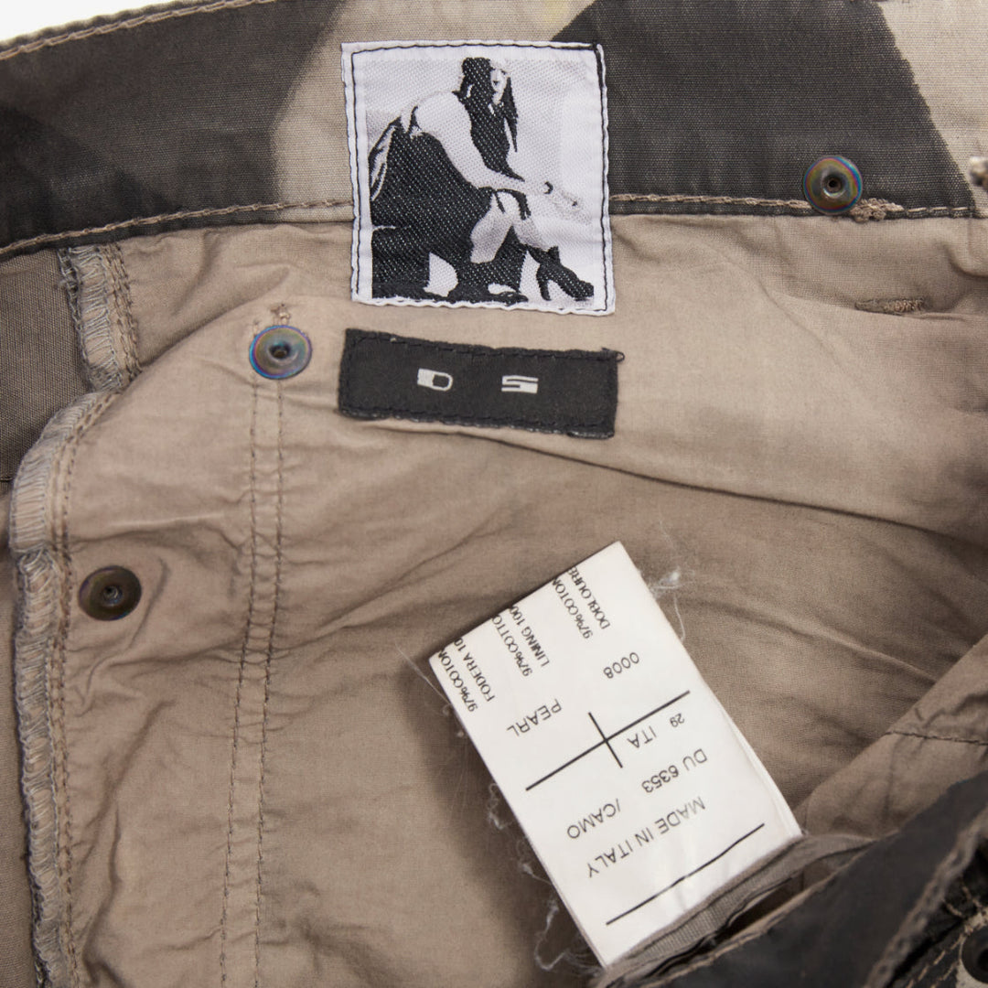 RICK OWENS DRKSHDW 2013 Vintage Island Geometric Detroit camo polygon pants 29"