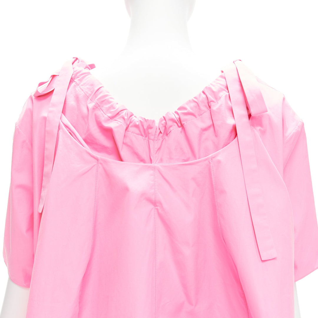 MARNI pink 100% cotton side drawstring collar trapeze top IT36 XXS