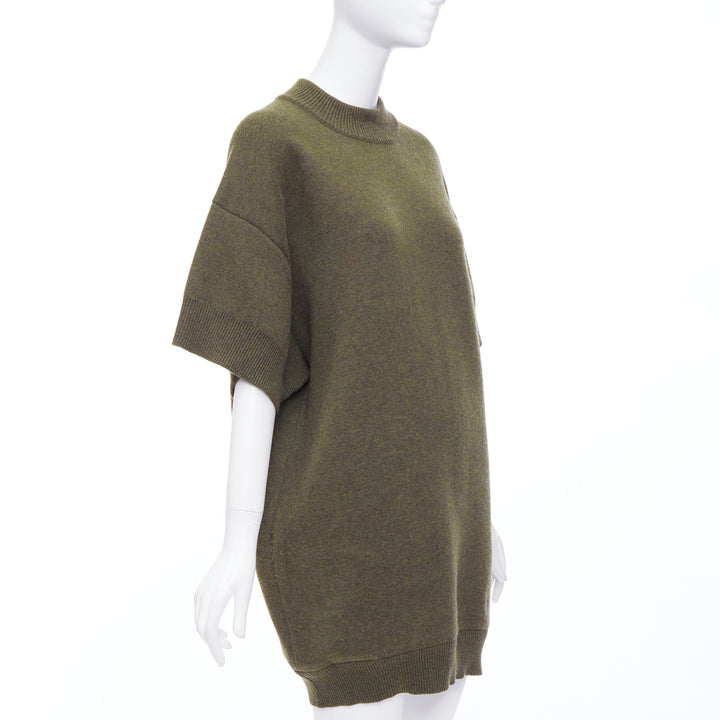BALENCIAGA 2016 moss green wool blend boxy sweater dress FR36 S