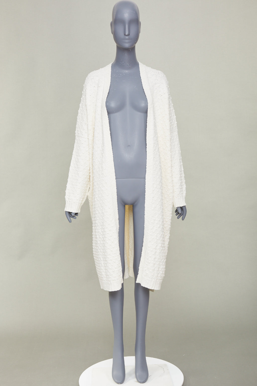 LAUREN MANOOGIAN 2022 Bubble Rib open front cream cotton cardigan knitwear OS