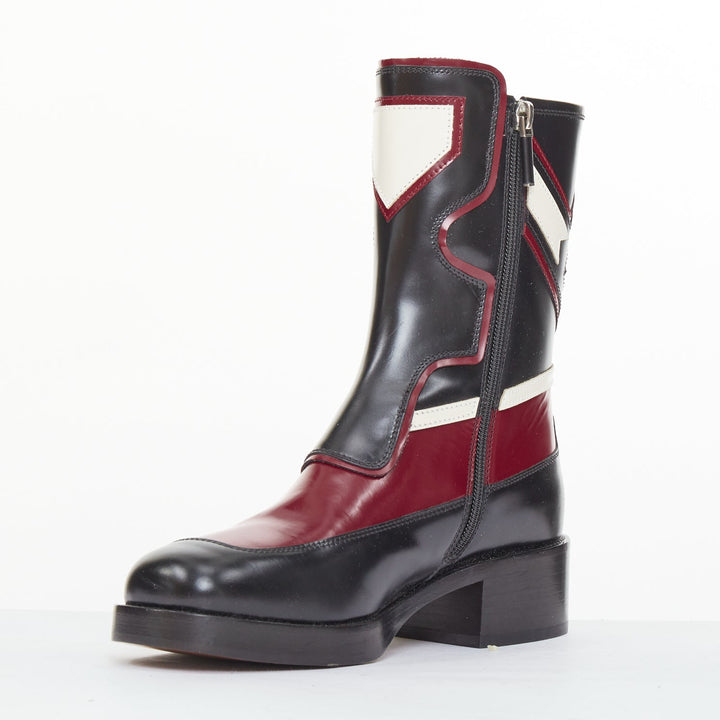 CHRISTIAN DIOR 2018 Runway Diorally black red white colorblock boots EU36.5