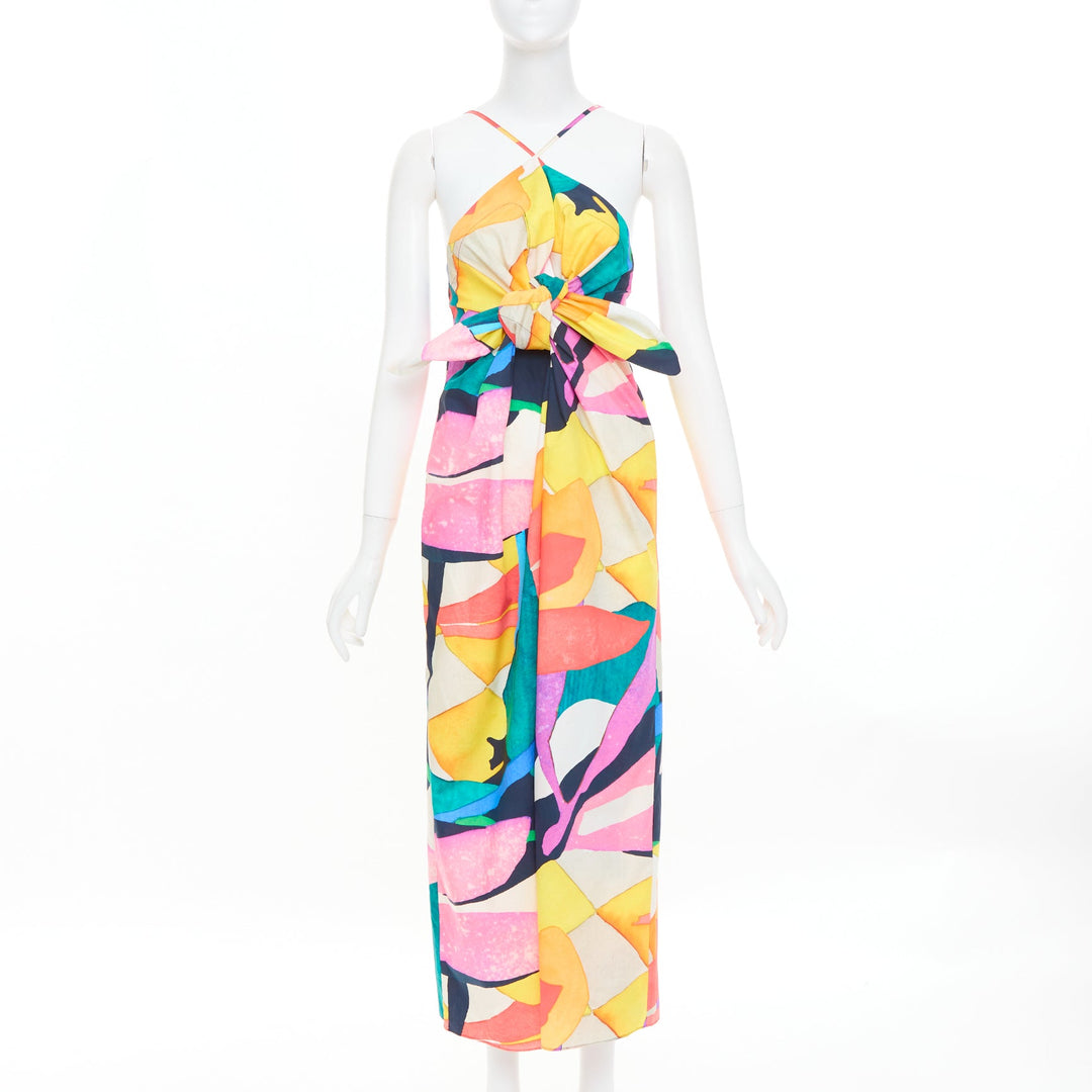 MARA HOFFMAN Lolita Deltoria abstract multicolor print cotton poplin dress M