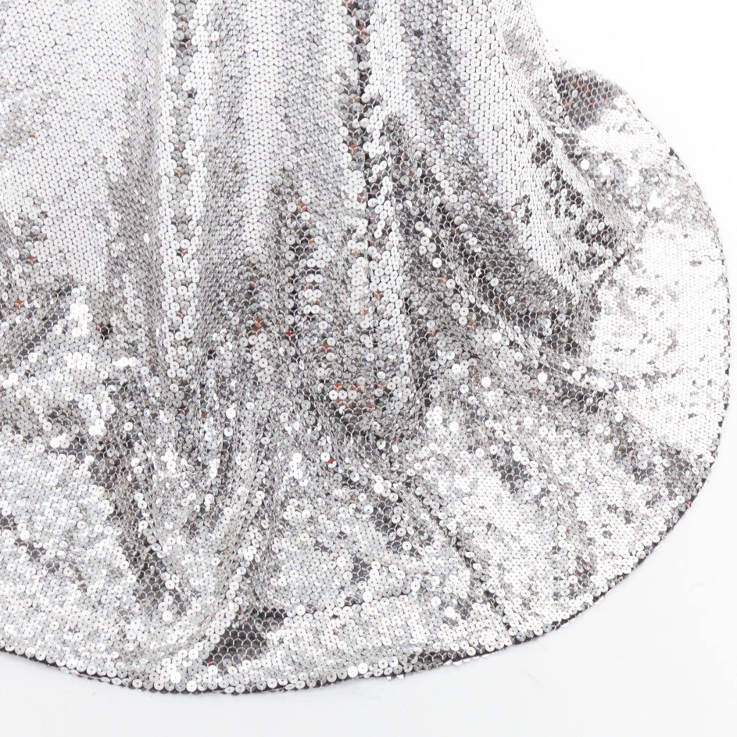 ALEXANDRE VAUTHIER COUTURE SS2015 Runway silver sequin plunge neck gown dress