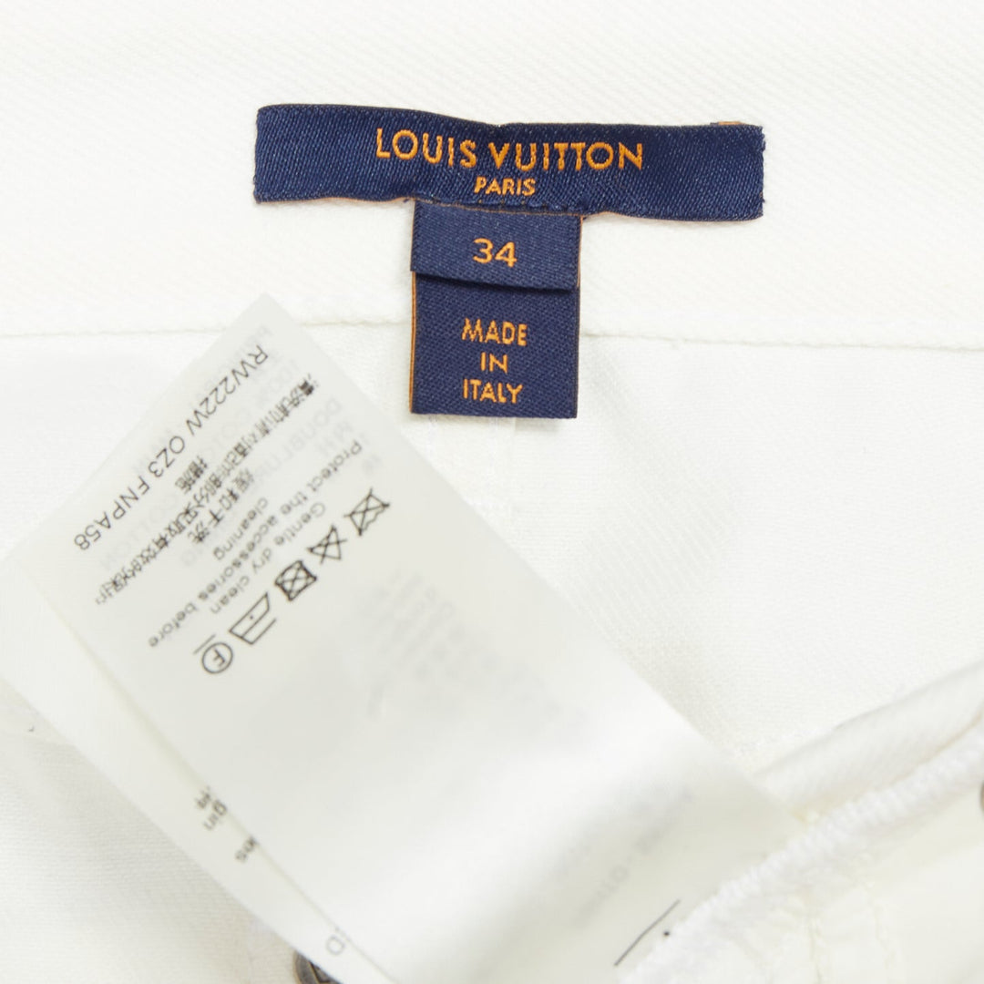 LOUIS VUITTON 2024 white cotton accent denim mini shorts FR34 XS