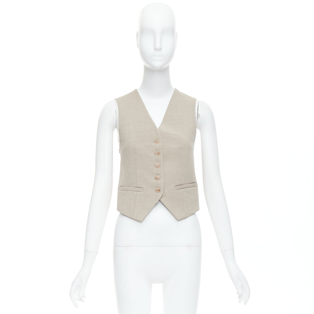 FRANKIE SHOP Gelso khaki tencel buttons waistcoat vest top XS