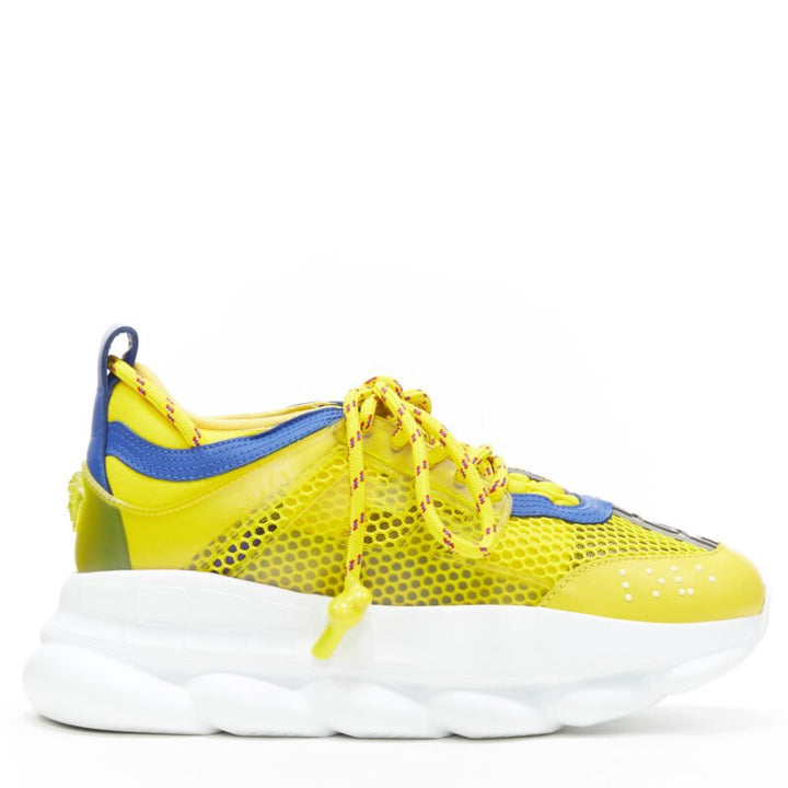VERSACE Chain Reaction yellow blue low top chunky sole dad sneaker EU38 US8
